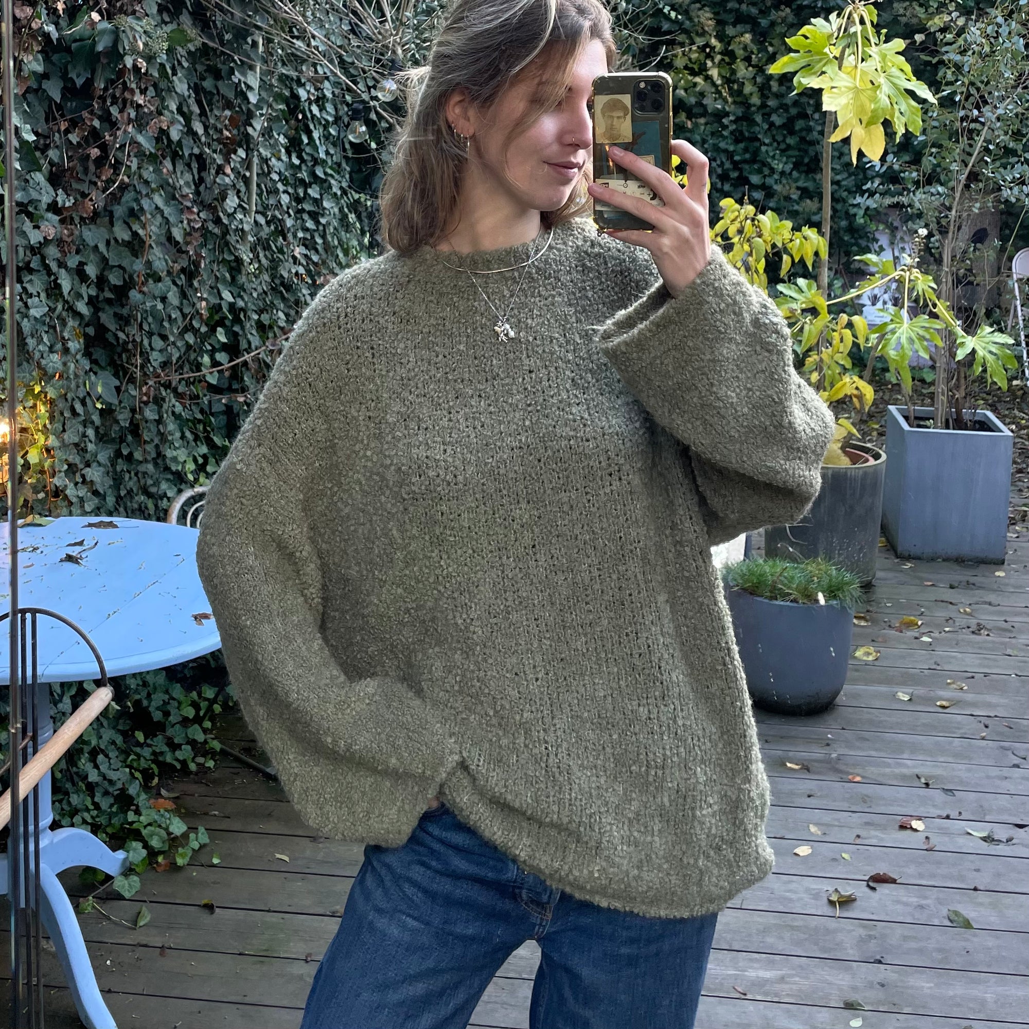 Oversized khaki sweater