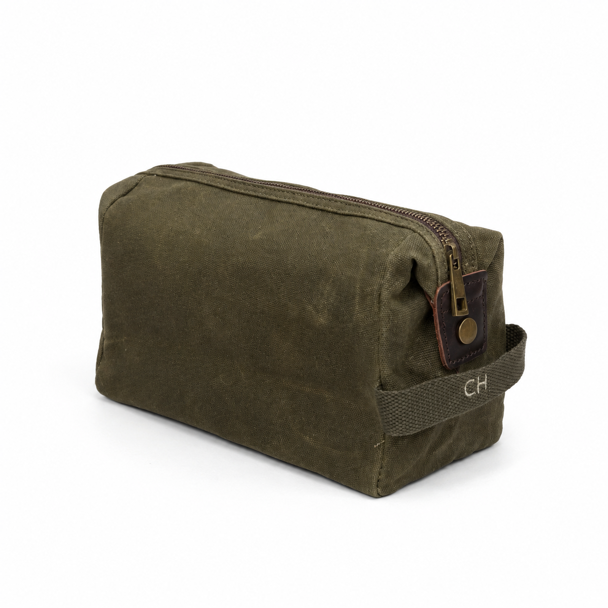 Gepersonaliseerde toilettas waxed green