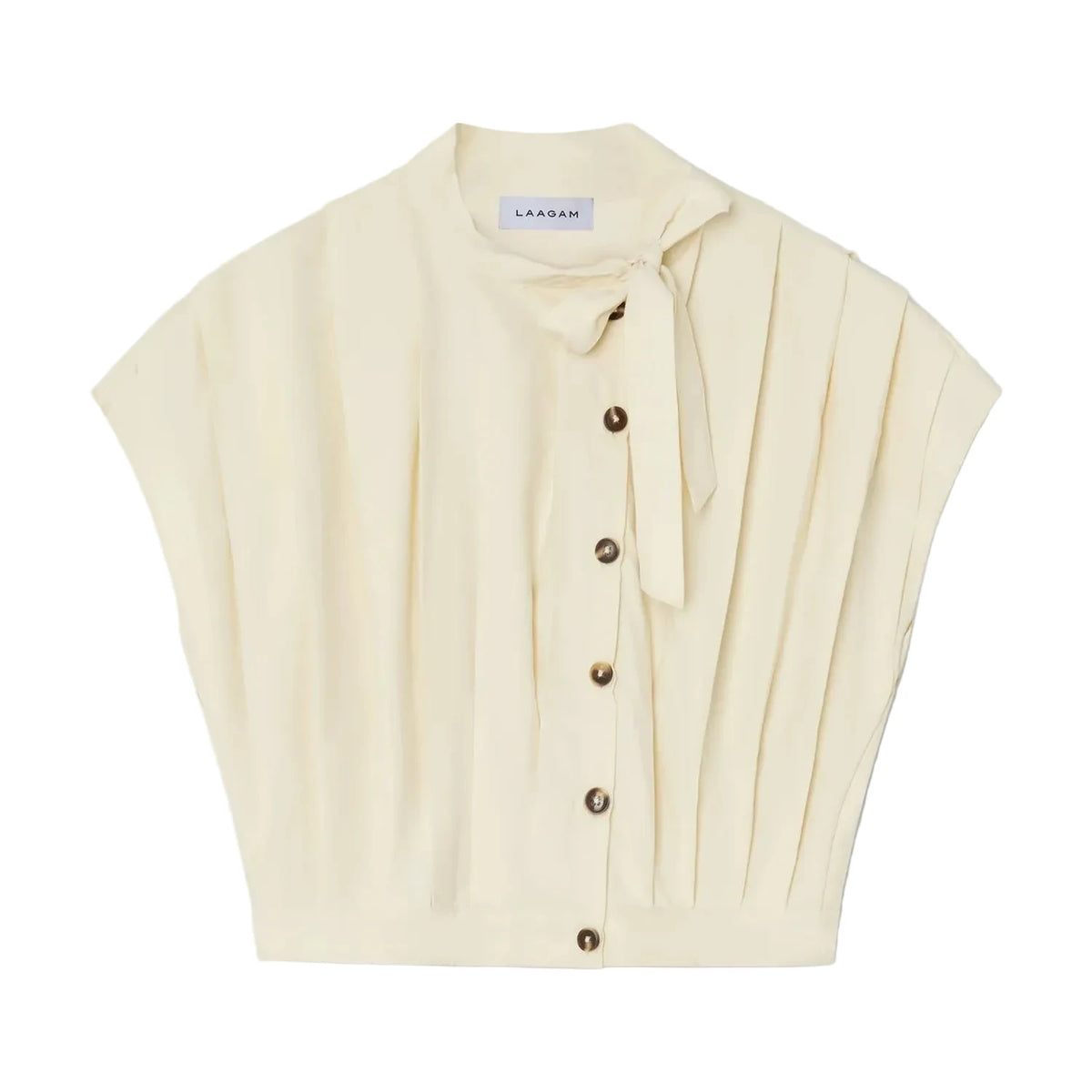 Kora Ecru Pleated Blouse