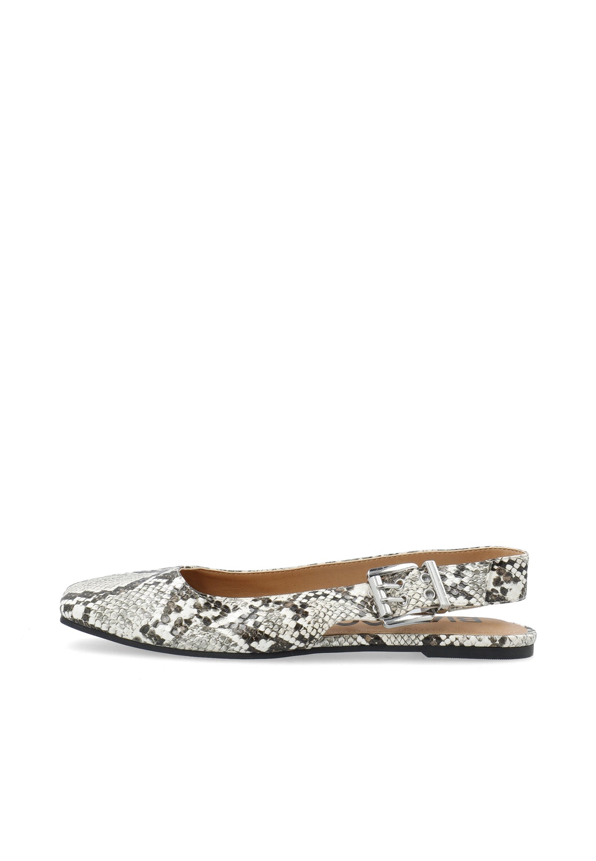 BIAROSE Karré Flat Buckle Slingback White Snake