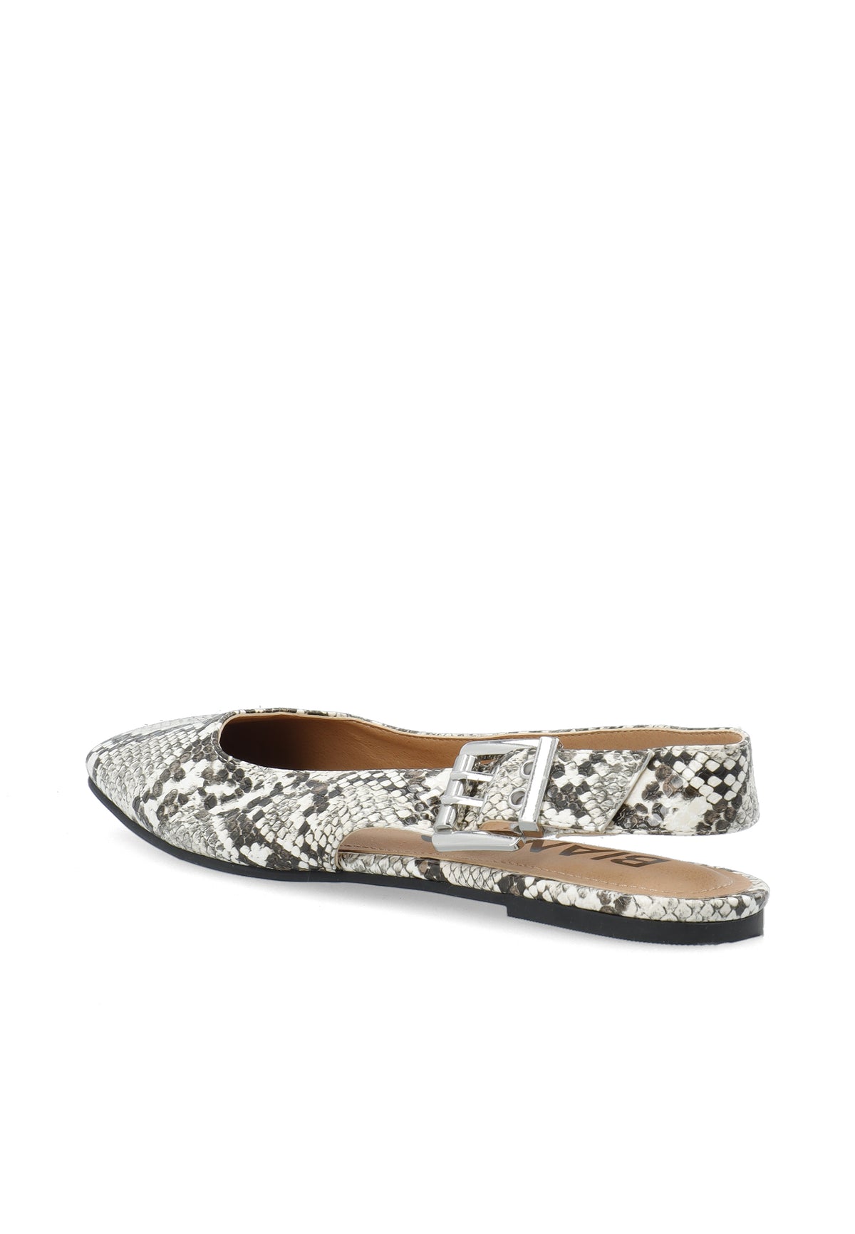 BIAROSE Karré Flat Buckle Slingback White Snake