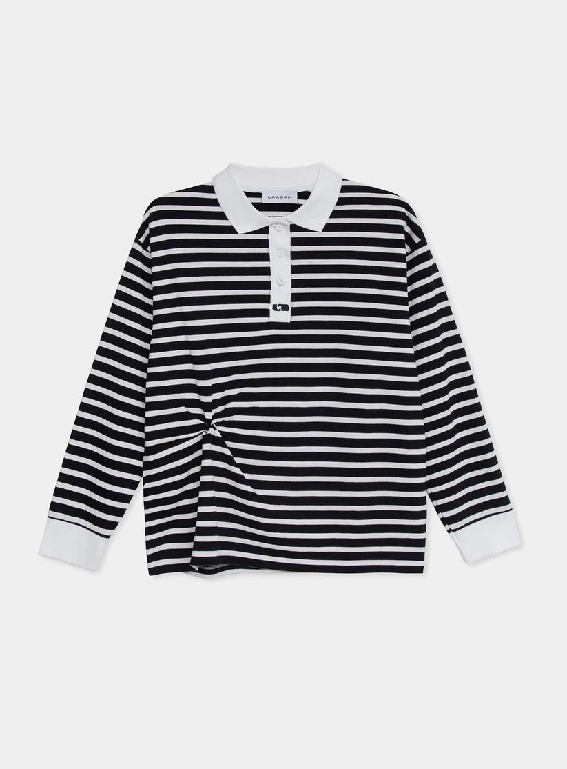 Duse black striped longsleeve polo t-shirt