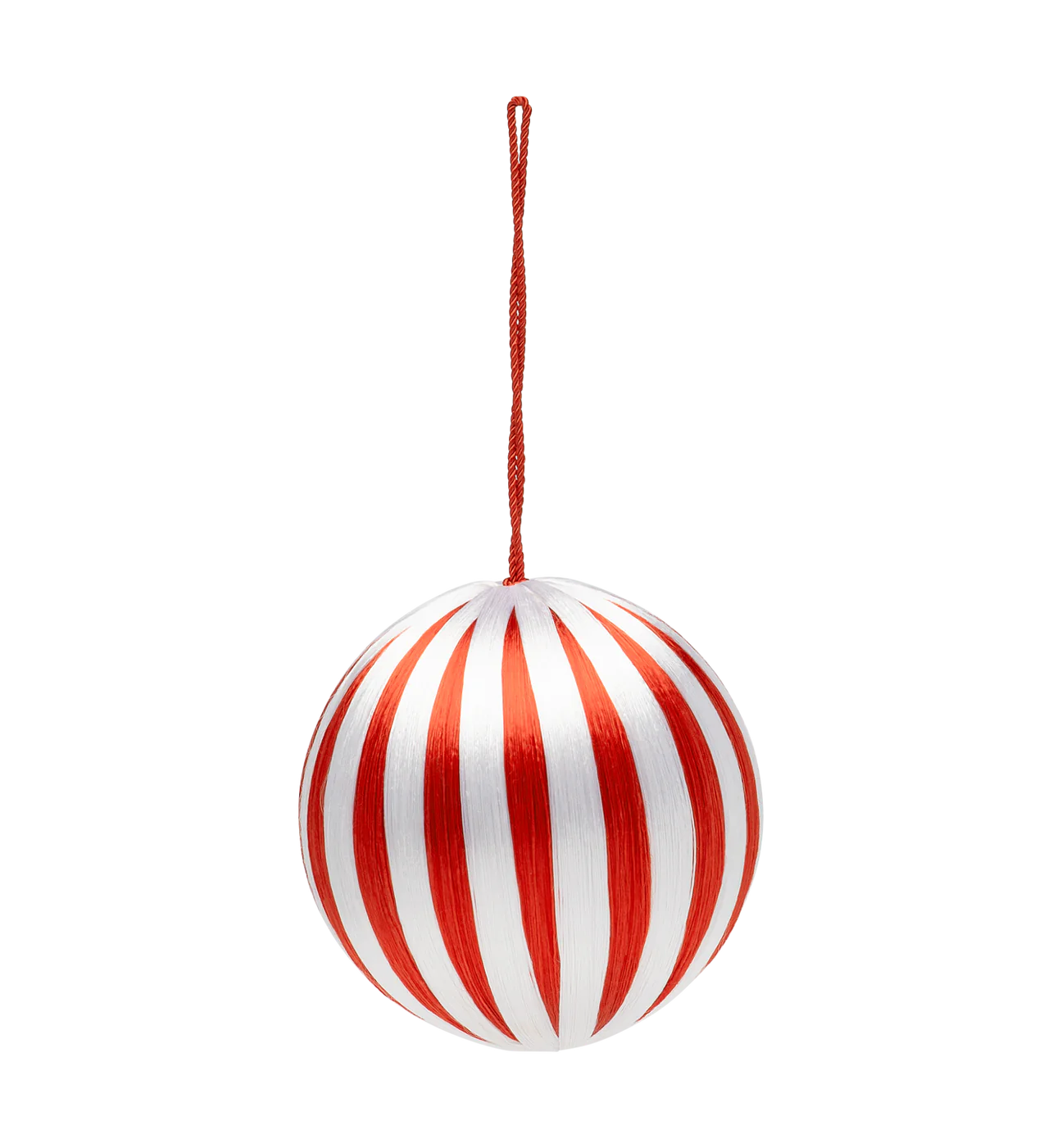 Big Corded red and White Stripe Ornament