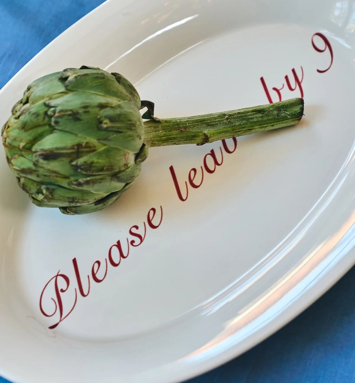Please Leave By 9 Serving Platter