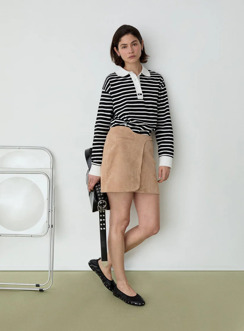 Duse black striped longsleeve polo t-shirt