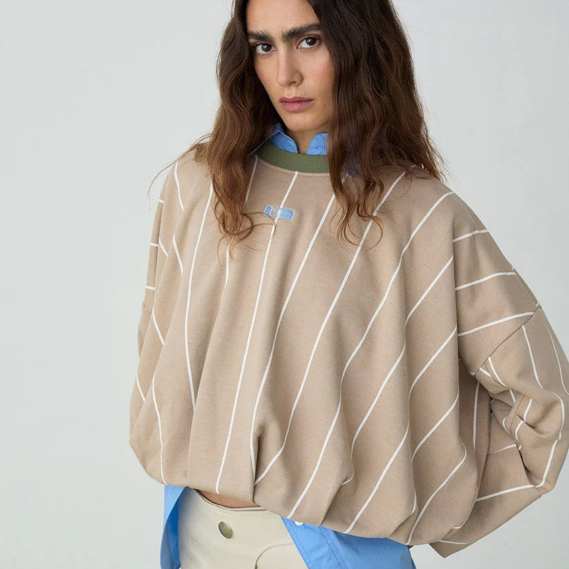 Kelly beige striped sweatshirt