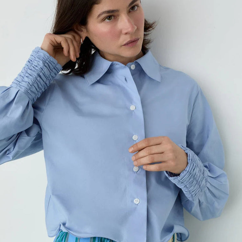 Roxane Blue Ruched Shirt