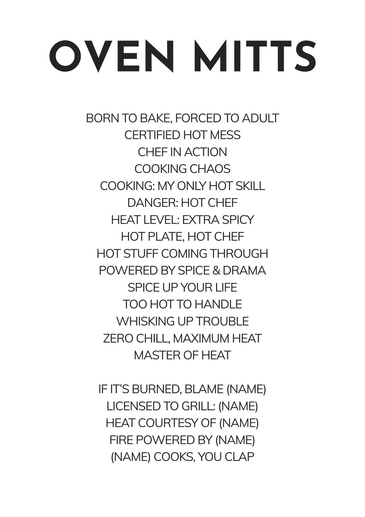 Oven Mitt - personalised