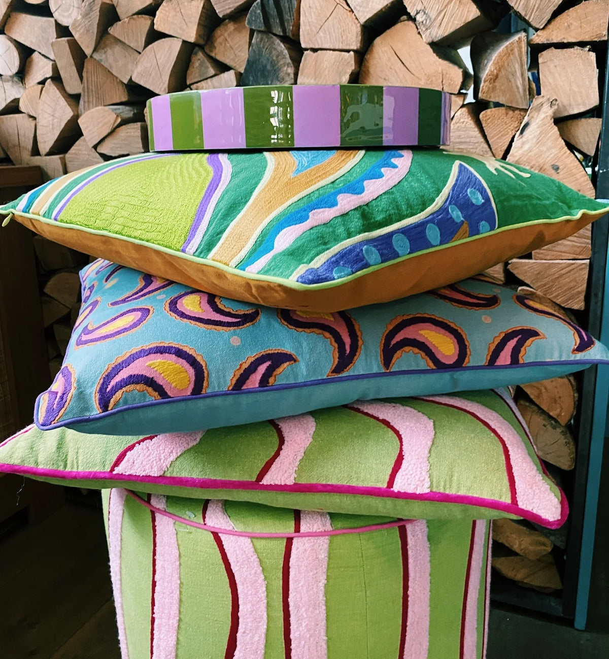 Embroidered Paisley Cushion