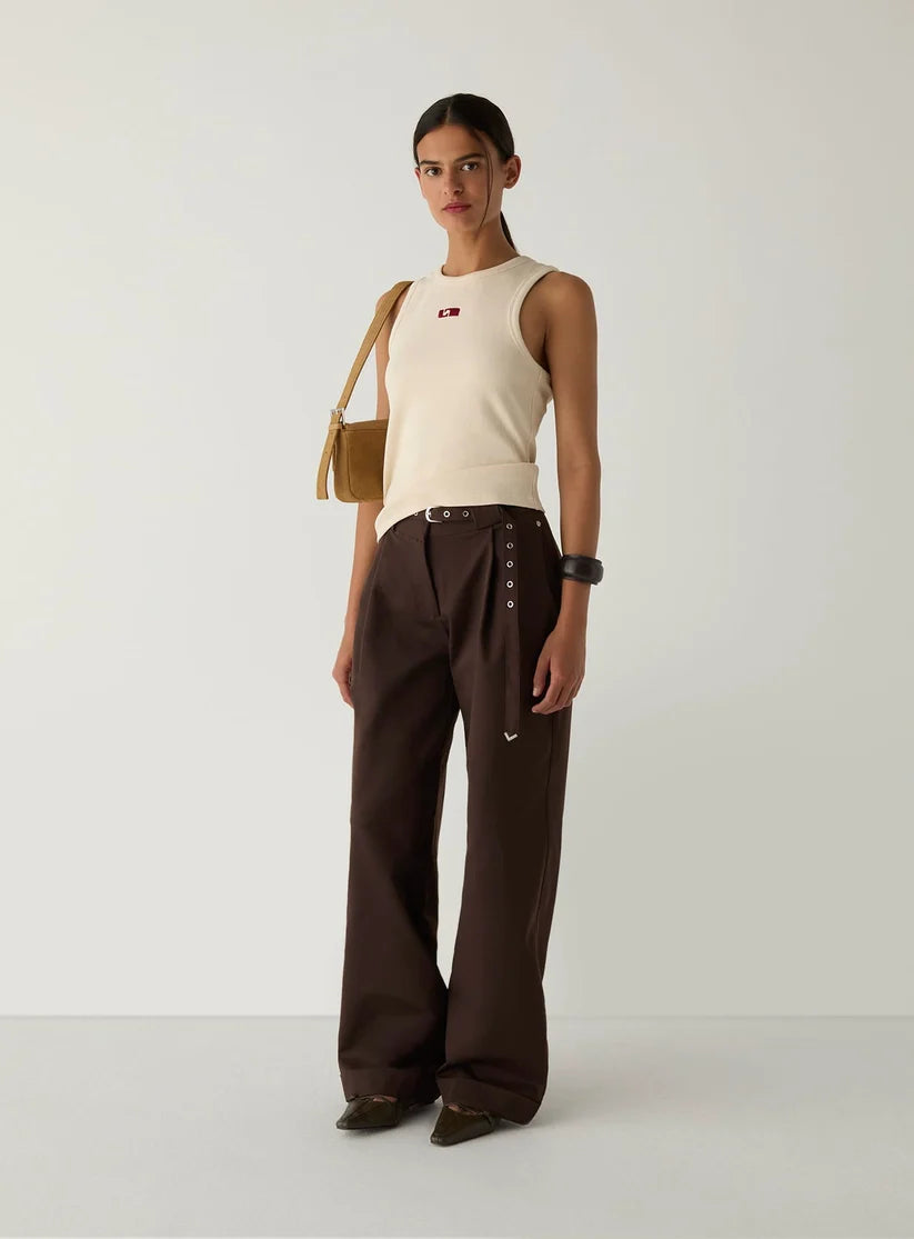 Valea Brown Pants with Studded Belt