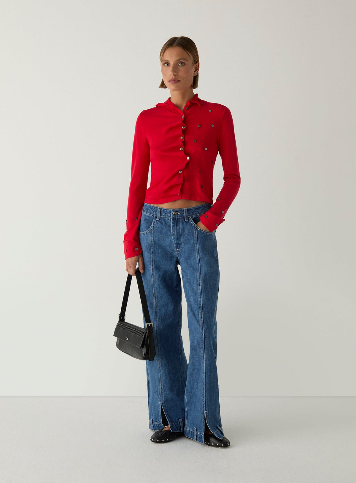 Fia Buttoned Cardigan Red