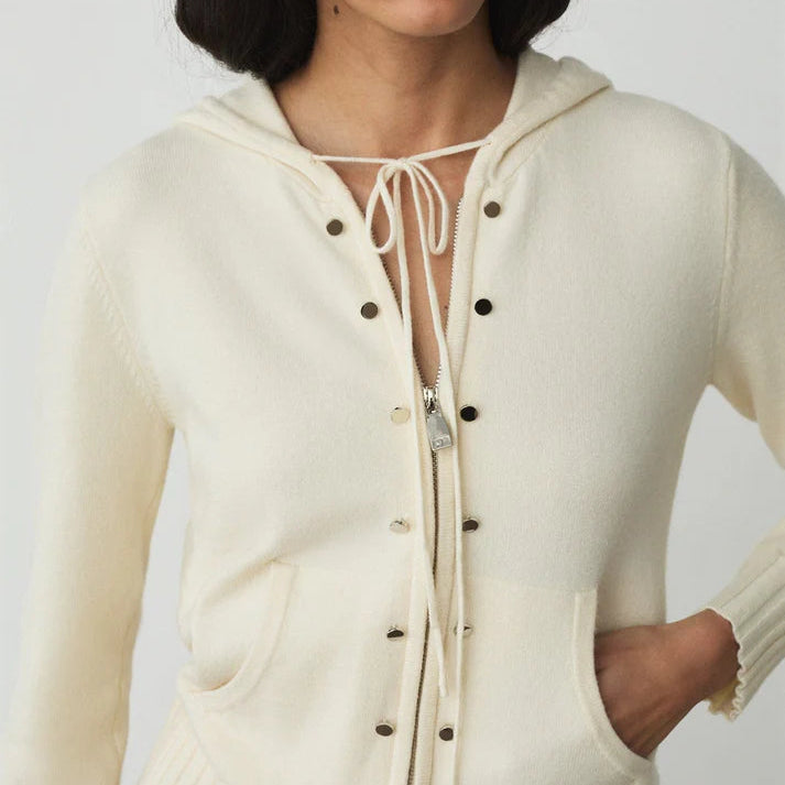 Florana Ecru zipped knitted sweatshirt