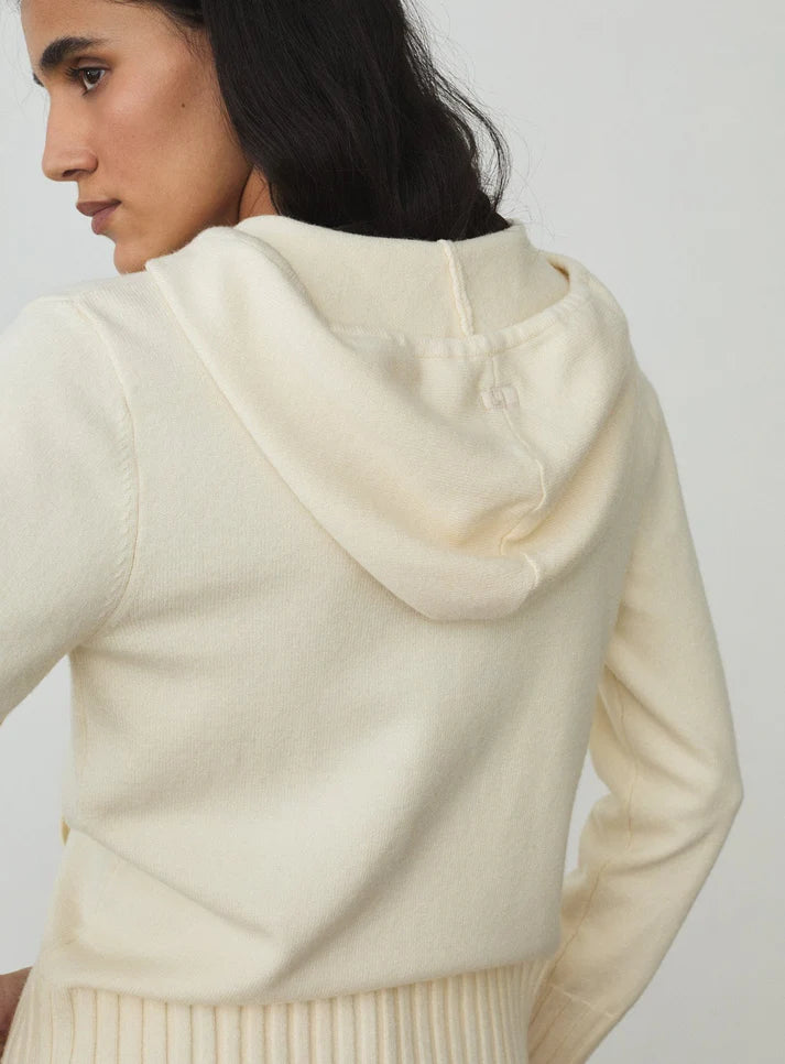 Florana Ecru zipped knitted sweatshirt