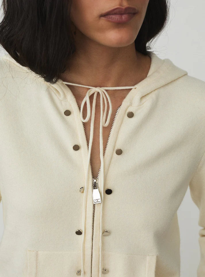 Florana Ecru zipped knitted sweatshirt