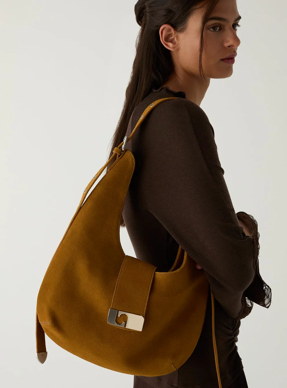 Vixen Camel Suede Bag