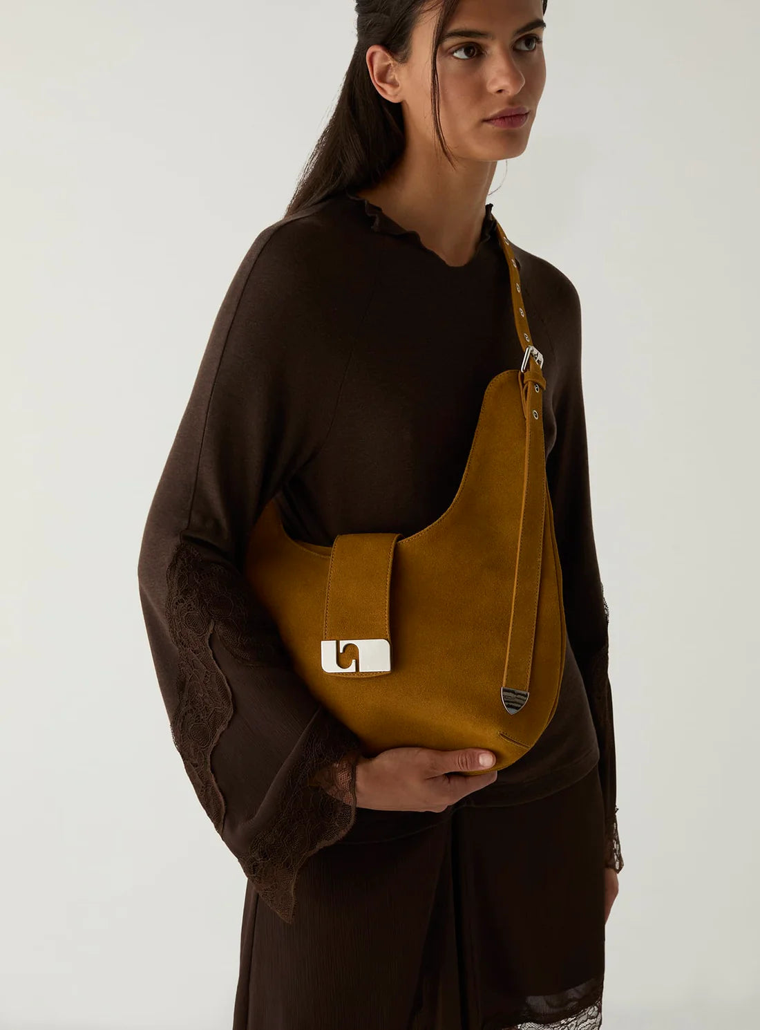Vixen Camel Suede Bag