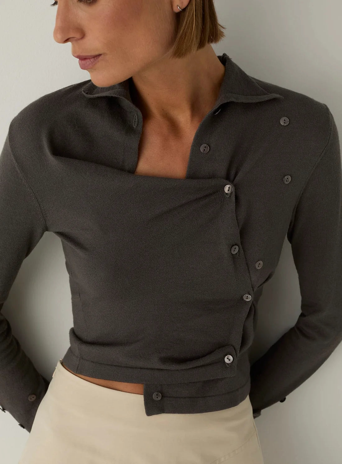 Fia Grey Buttoned Cardigan