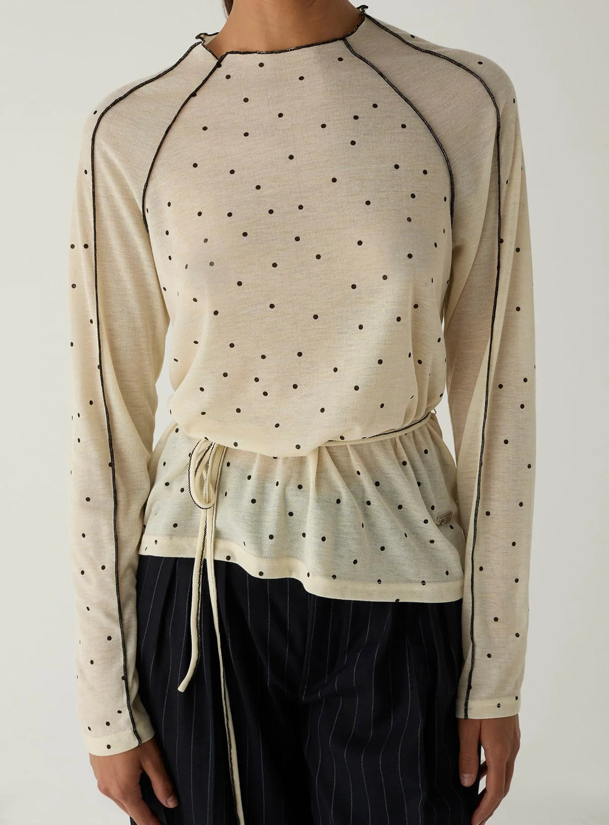Harper Ecru Polka Dot Long Sleeve Shirt