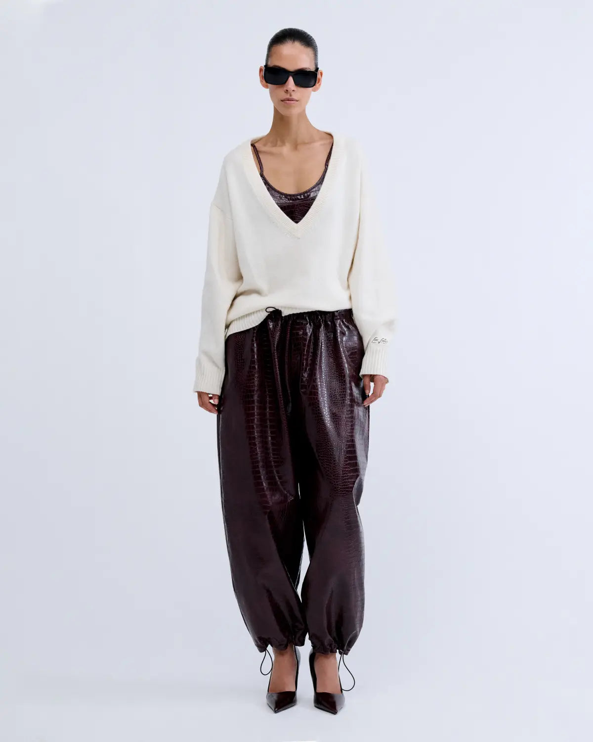 LS Fran Pants Bordeaux Croco