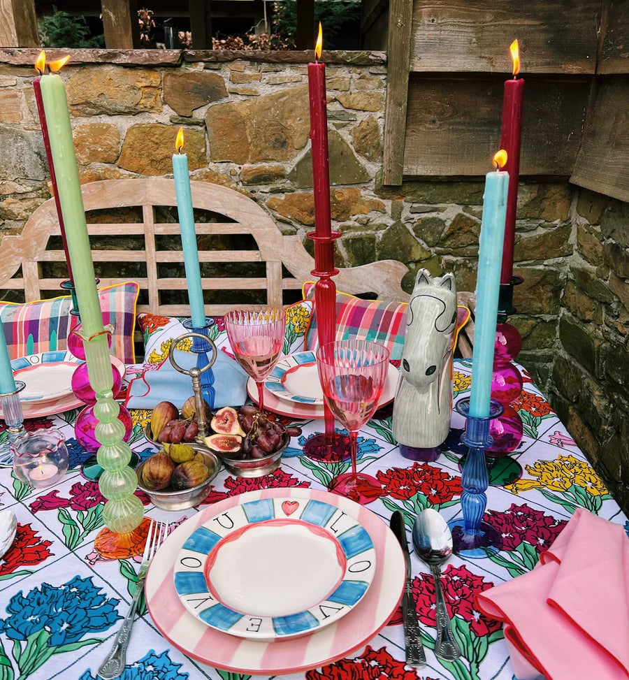 Moss piped candle holder