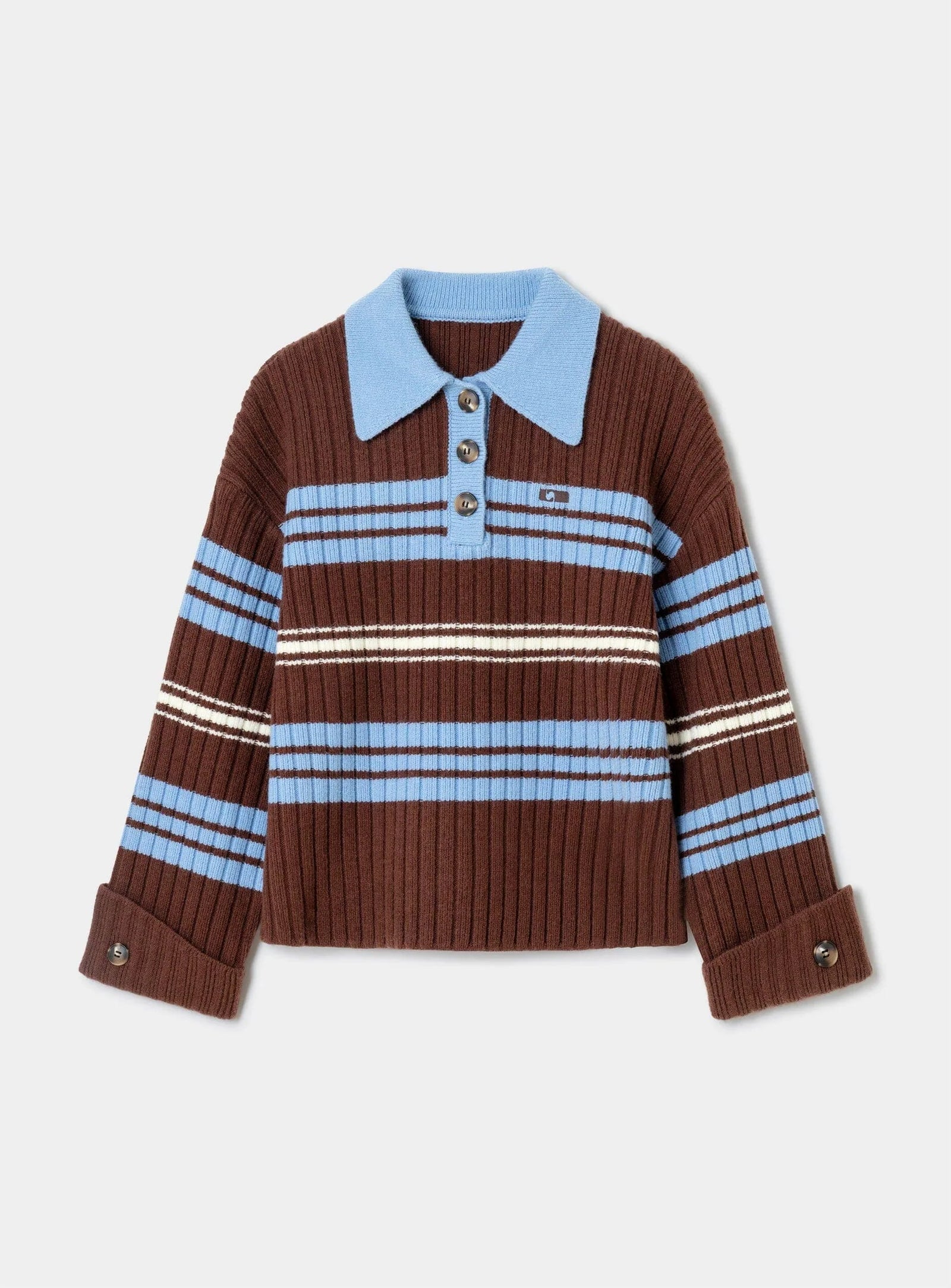 GRAZ BROWN STRIPED POLO KNIT