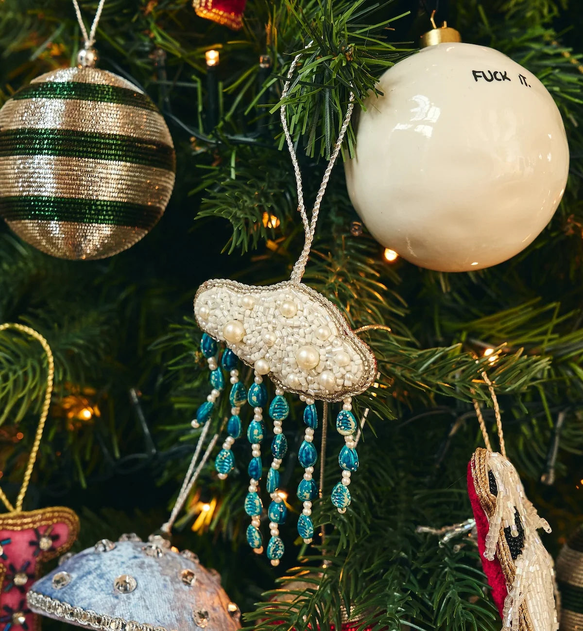 Beaded Pearly Weather Ornament