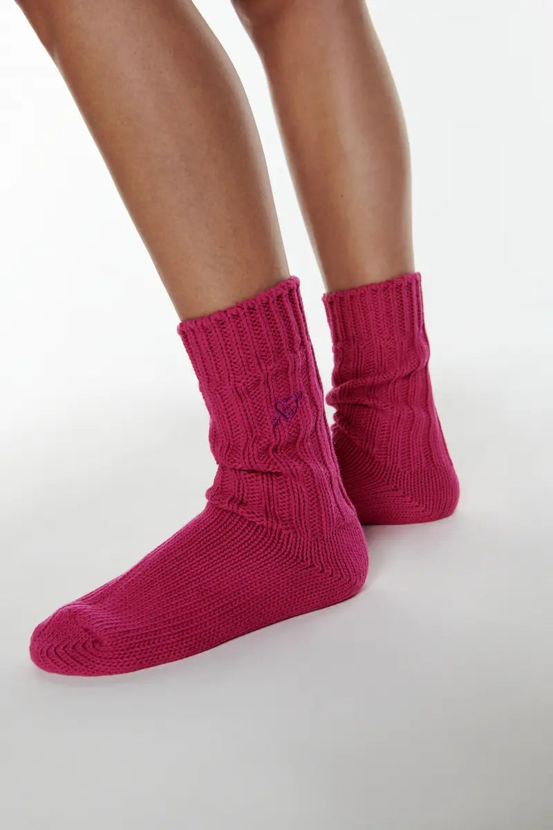 LS Ribbed Socks Hot Pink