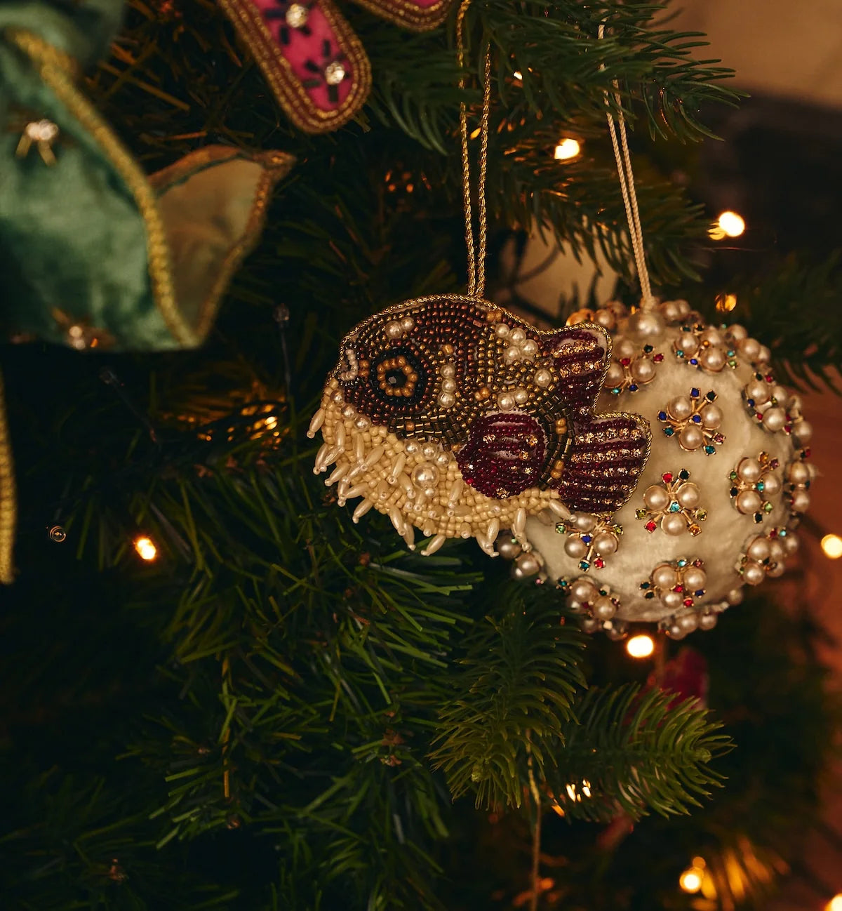 Beaded Pufferfish Ornament