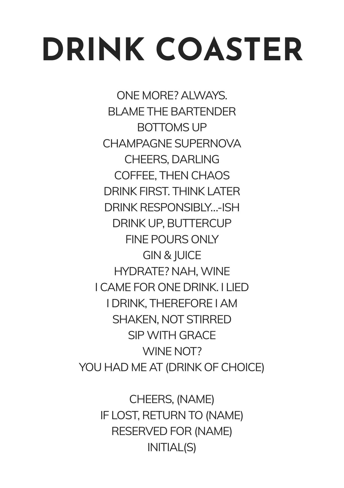 Drink Coaster - personalized