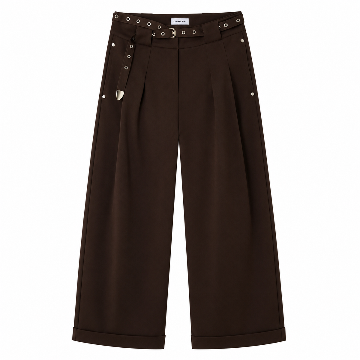 Valea Brown Pants with Studded Belt