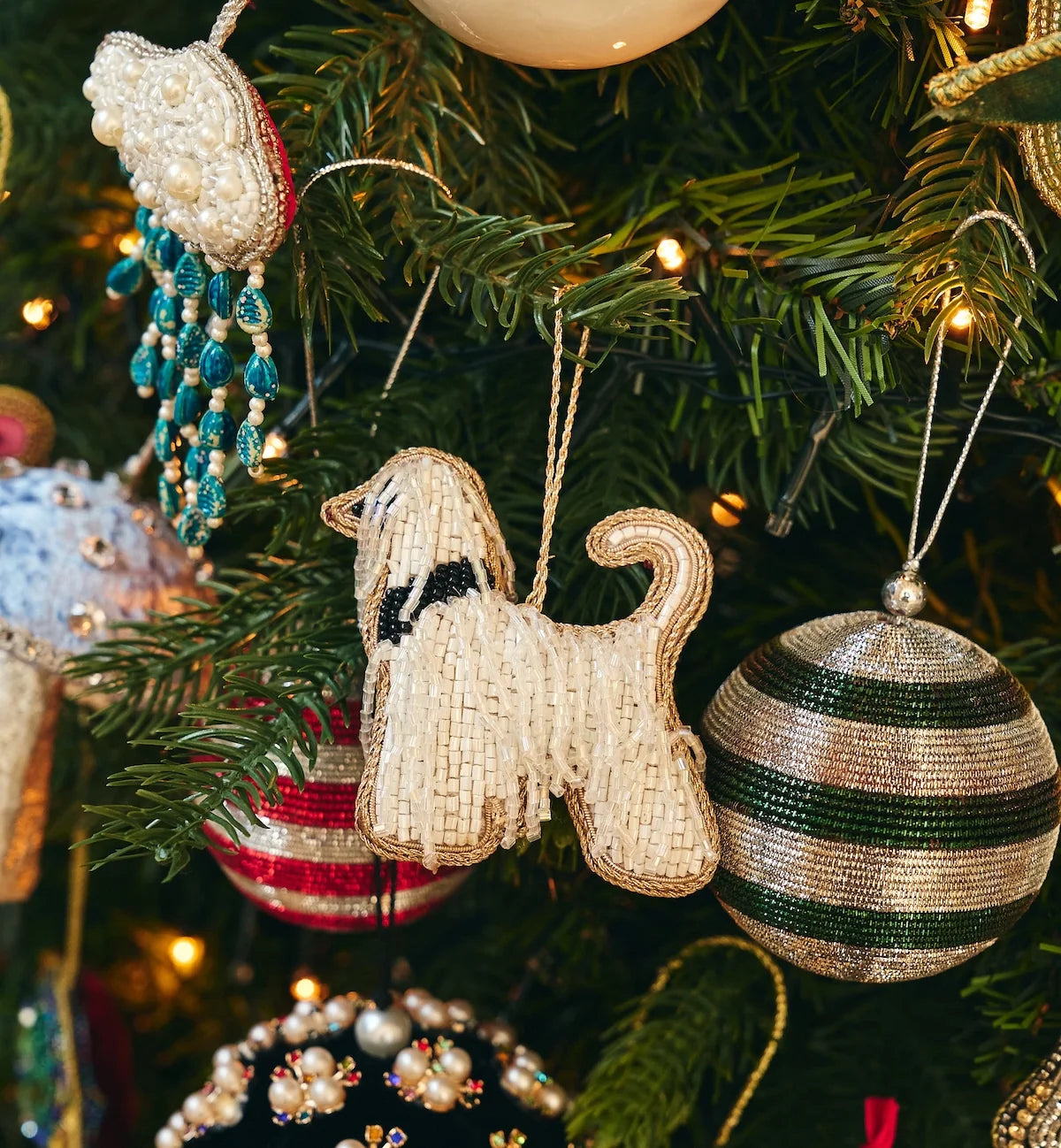 Beaded Fancy Dog Ornament