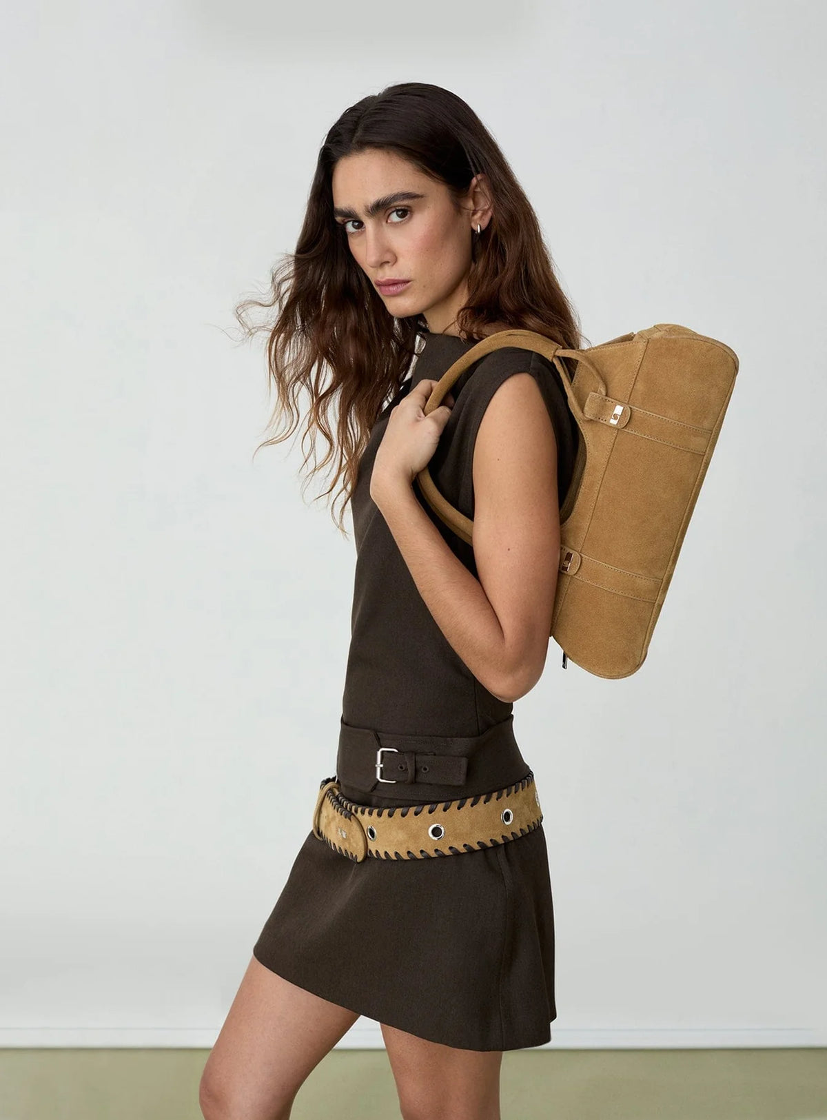 Jane Camel Suede Bag