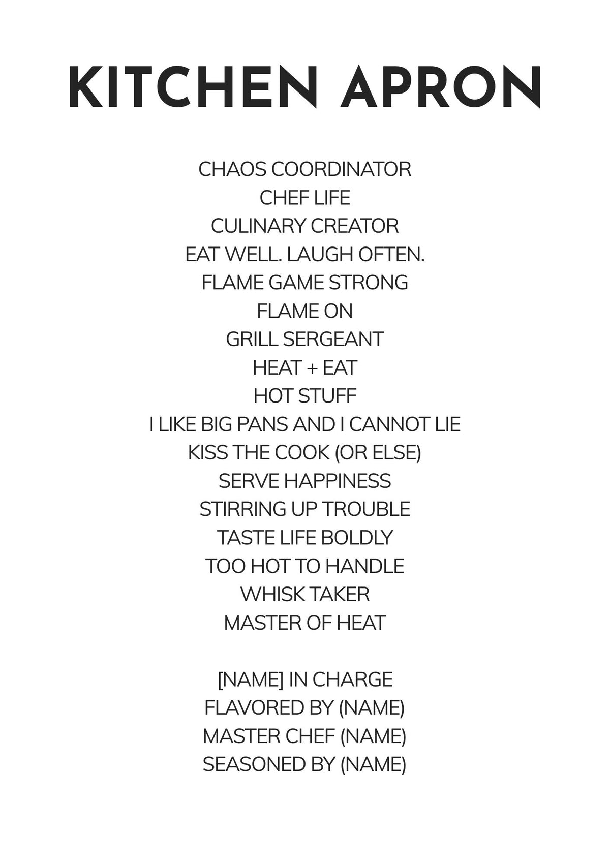 Kitchen Apron - Personalised