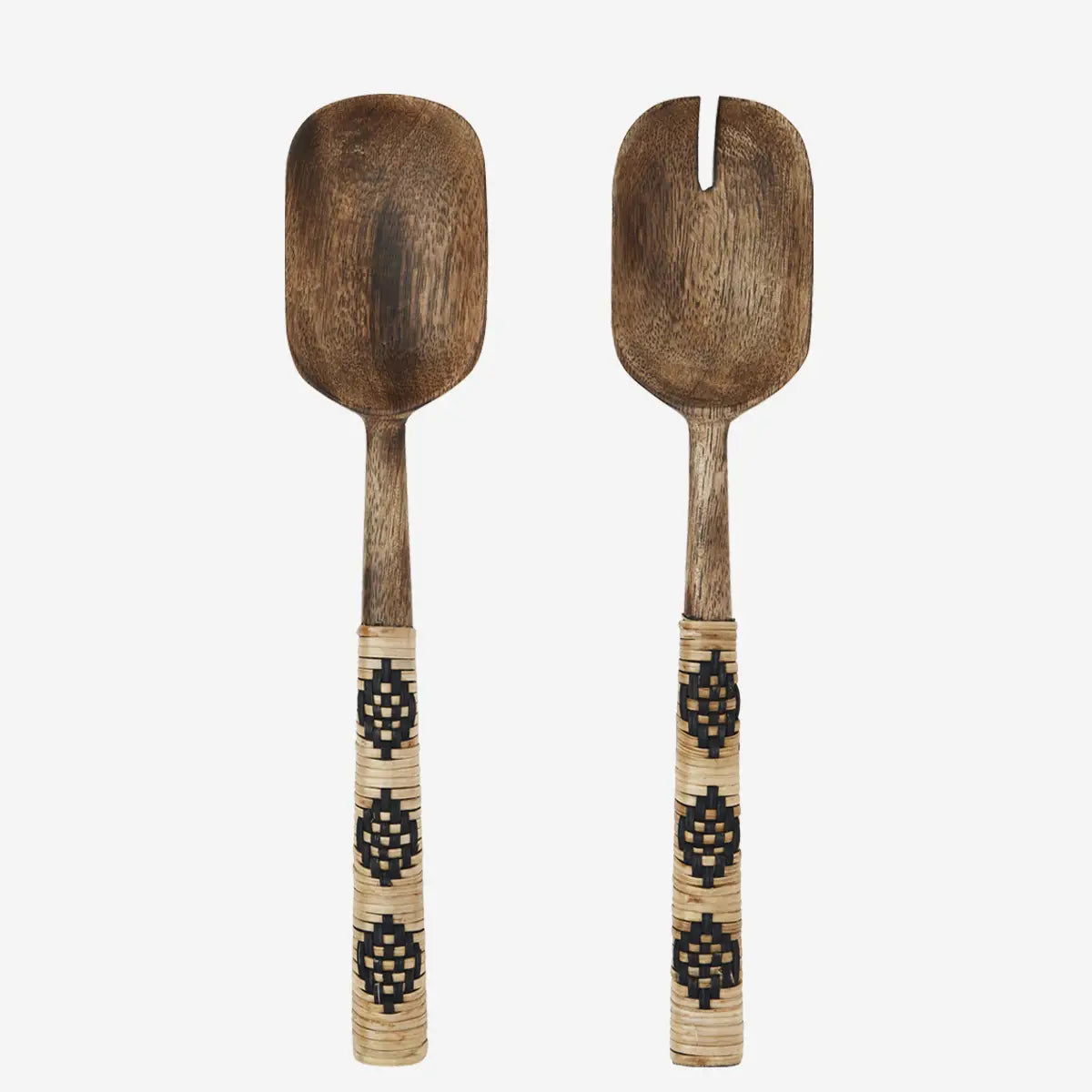 Wooden salad set with rattan
