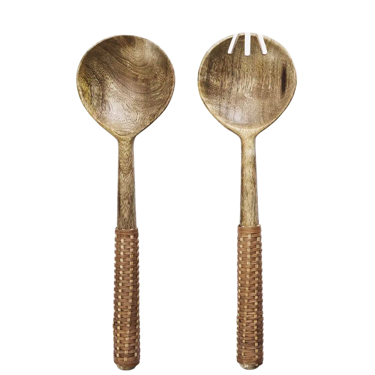 Wooden salad spoons w/ bamboo (set of 2)