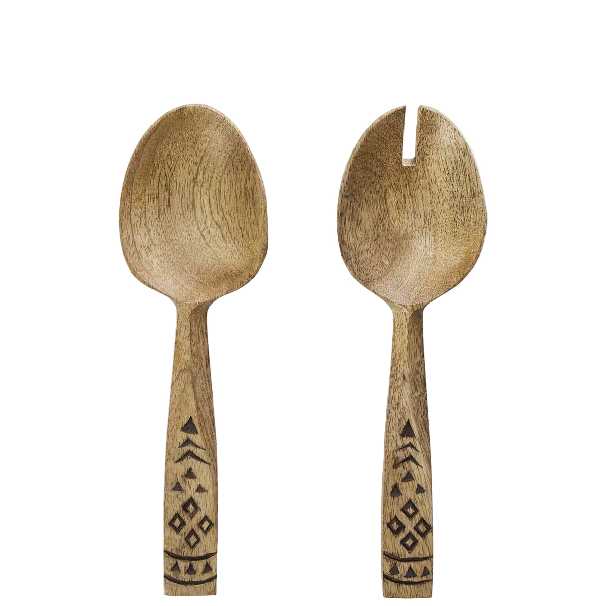 Wooden salad spoons w/ handcarving (set of 2)