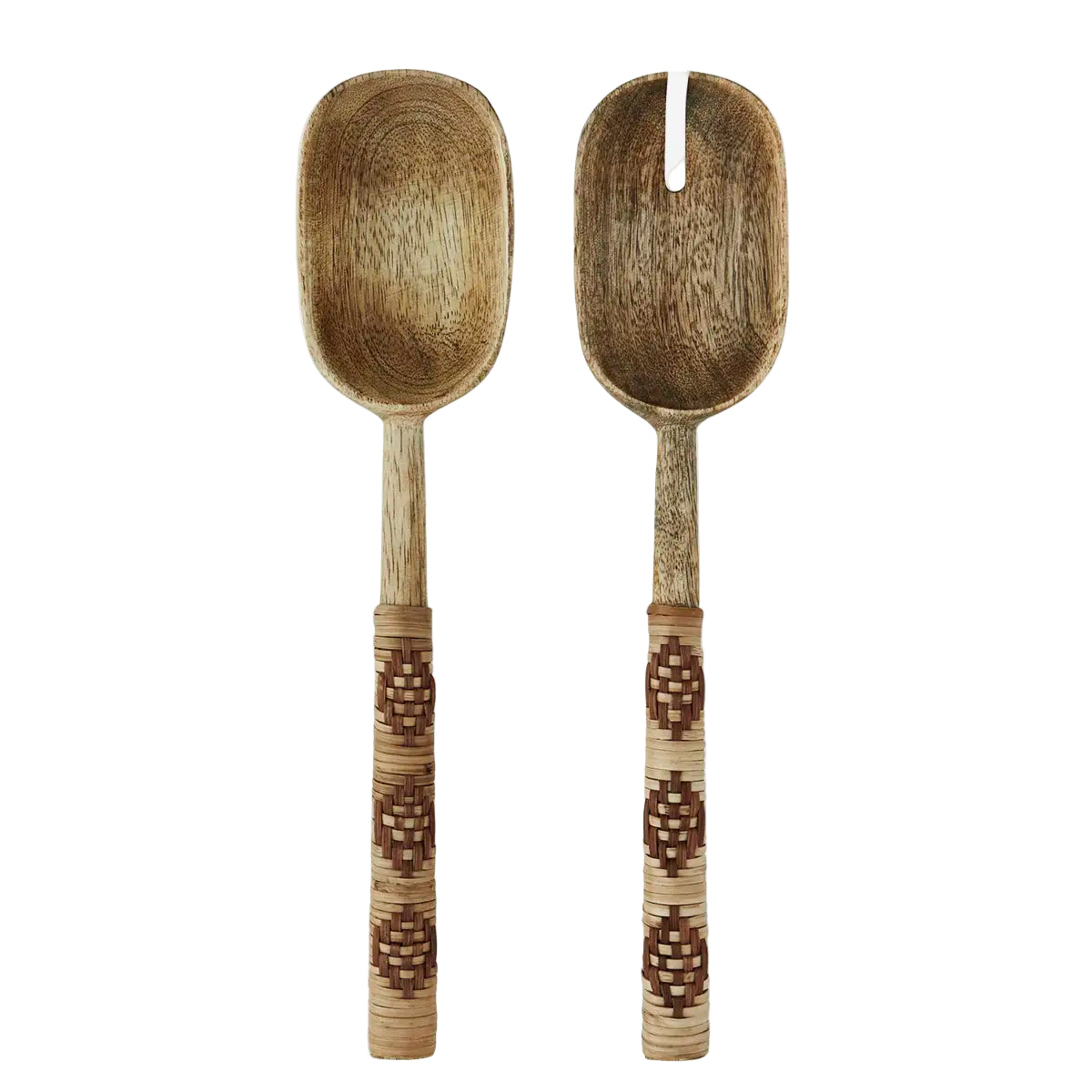 Wooden salad spoons w/ bamboo (set of 2)
