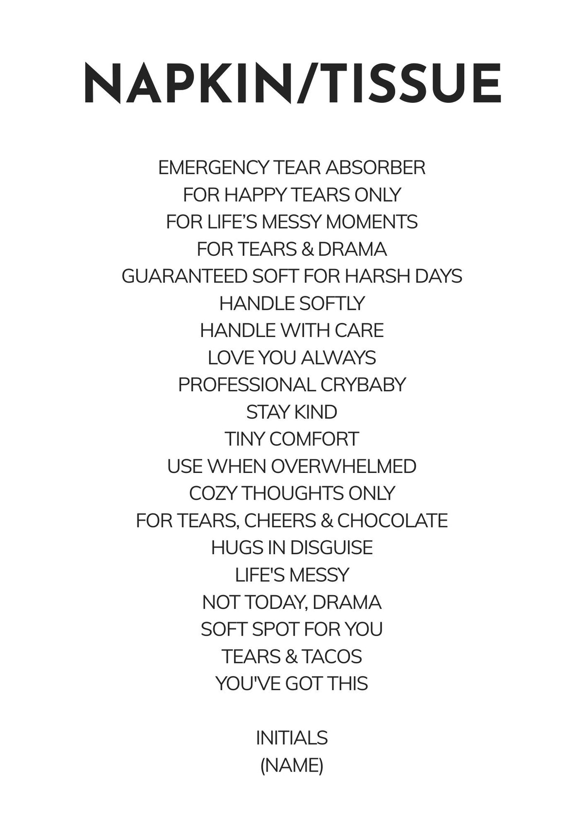 Embroidered Tissue/Cocktail Napkin