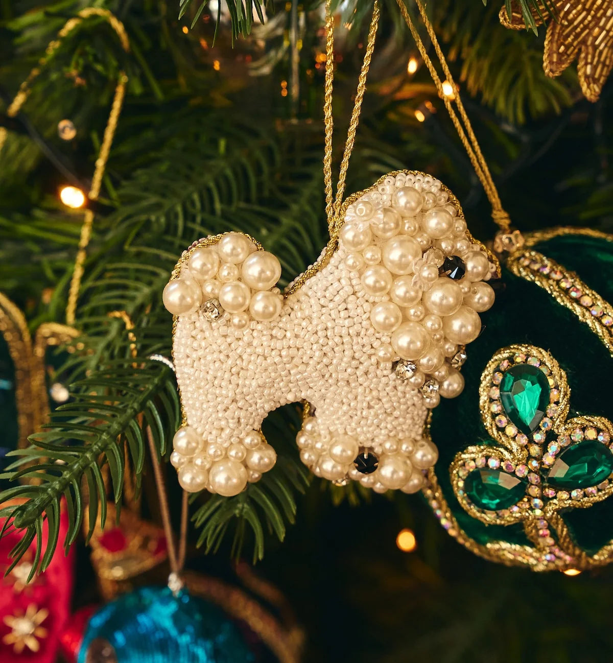Beaded Poodle Ornament