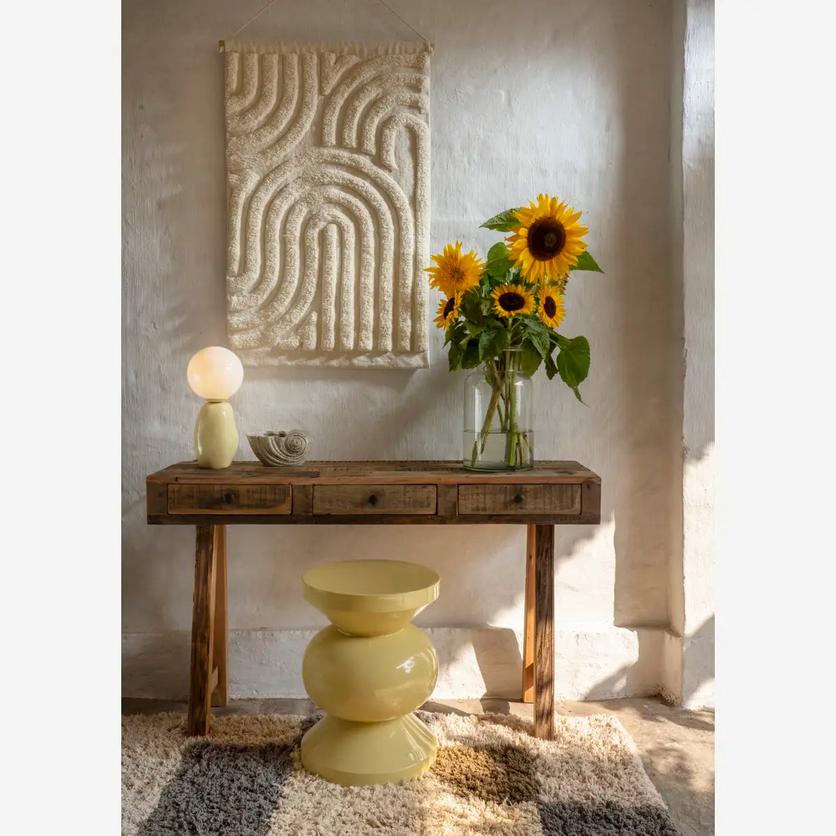 Butter Yellow Iron Stool