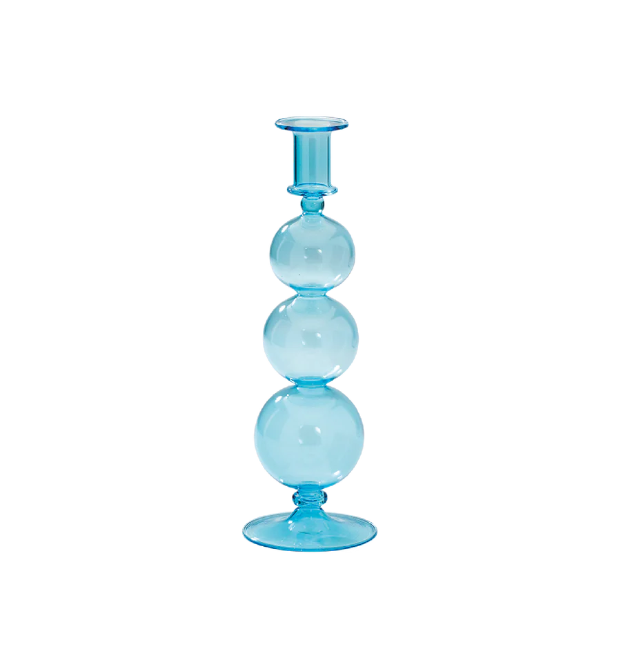 Aqua bubble glass candle holder