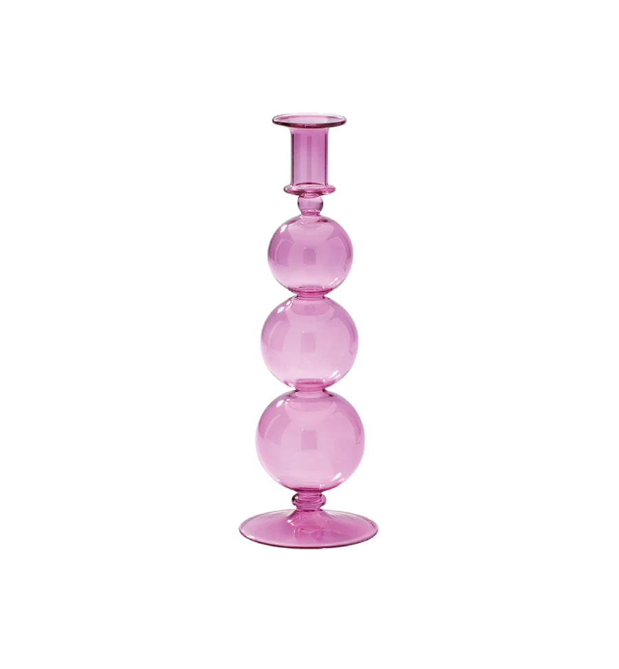 Lavender bubble glass pink candle holder