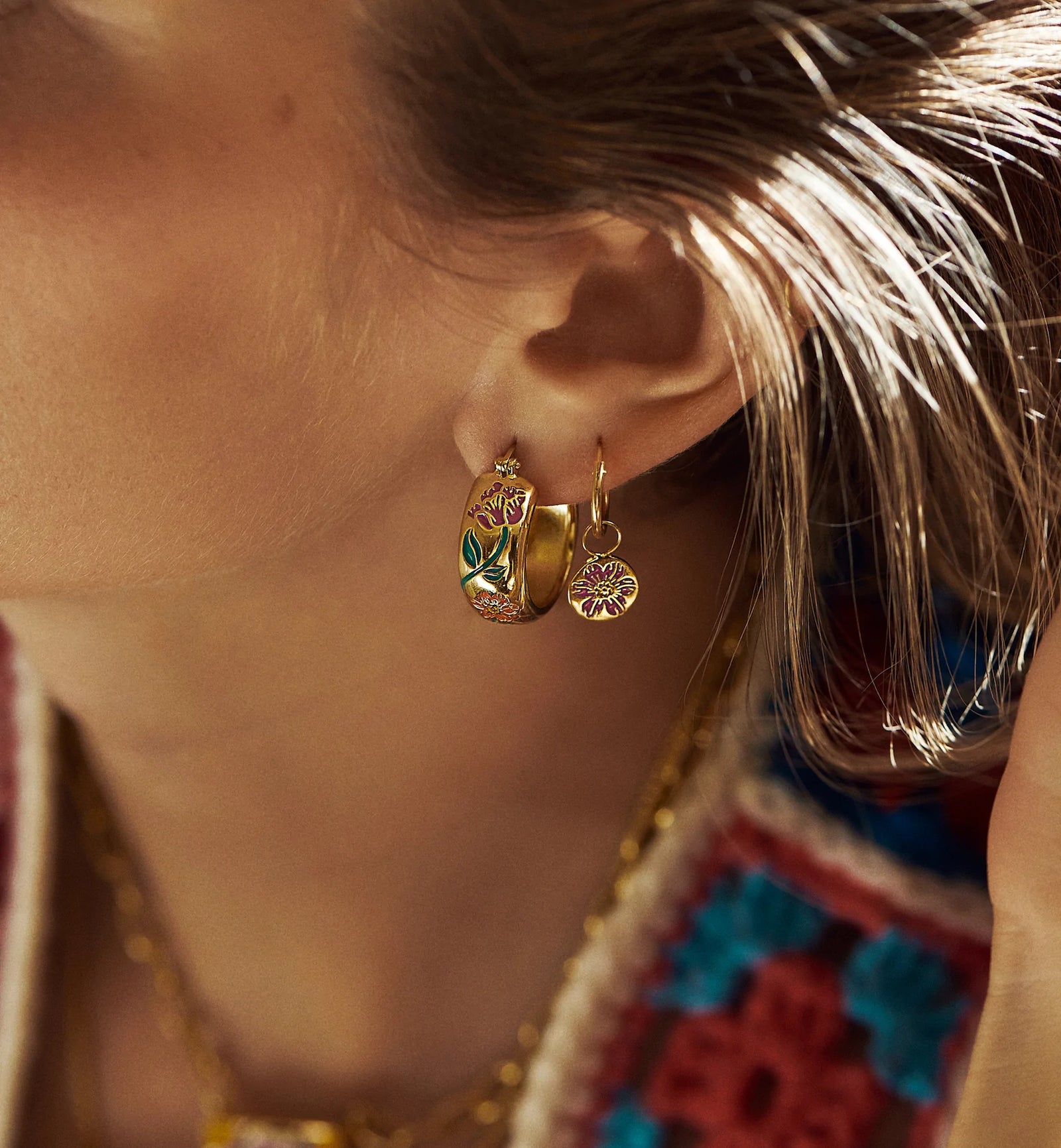 Single Geranium Ring Earring