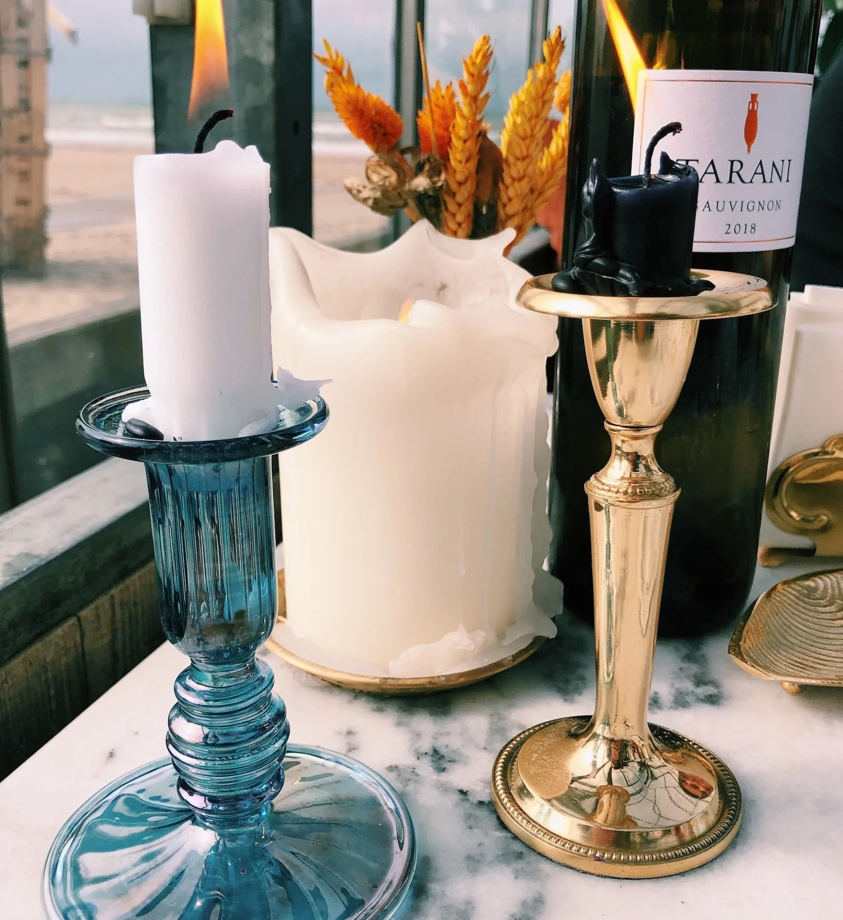 Ocean glass candle holder