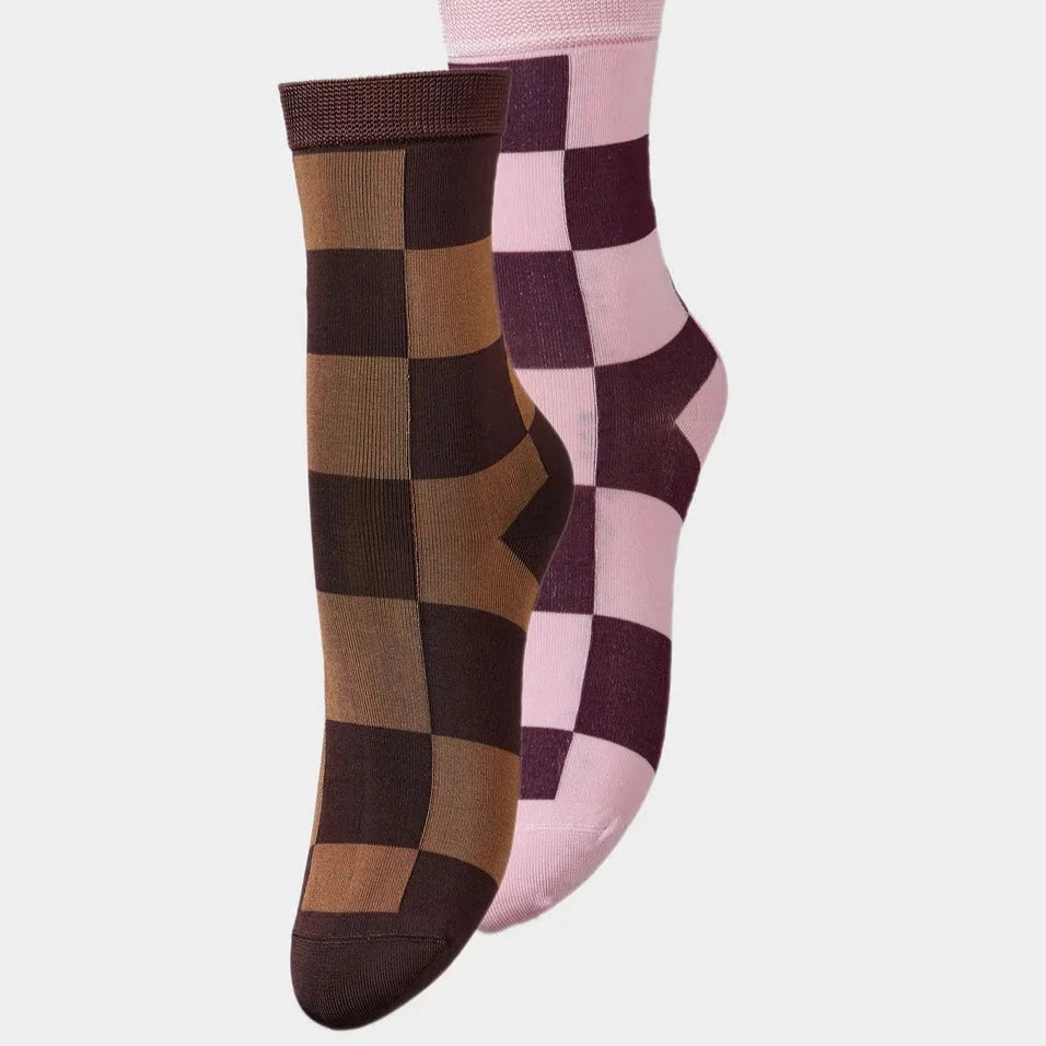 Petula check sock/2 pairs